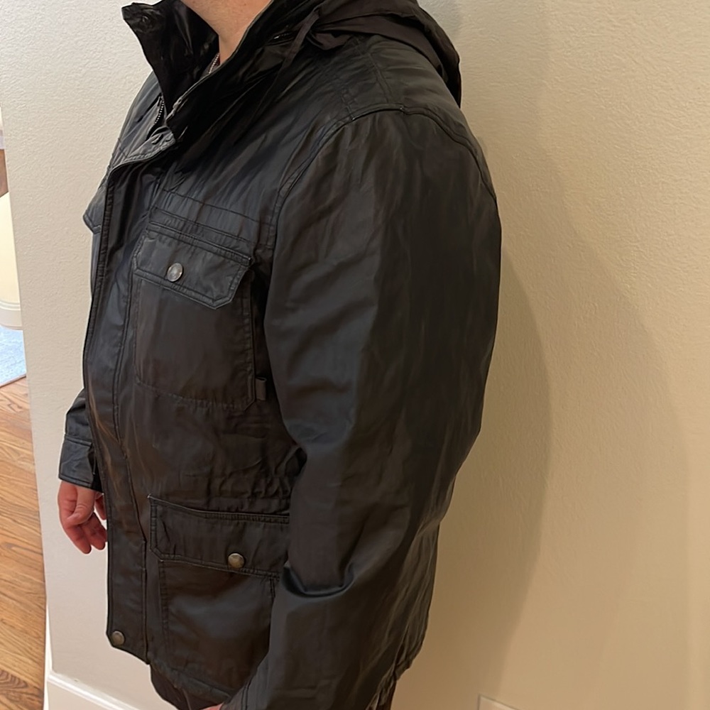 COACH Waxed Cotton Field Jacket Utility Coat Packable Hood MEN XL X-LARGE